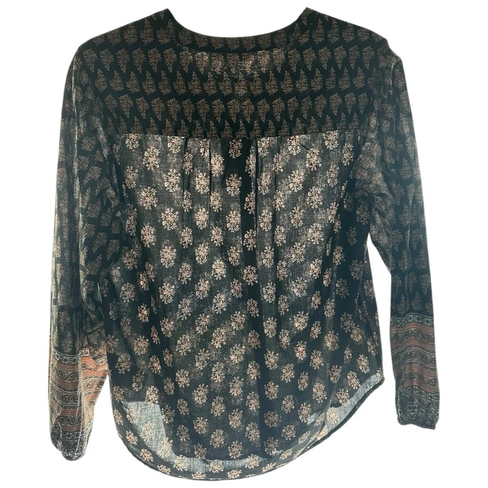 NWT Lucky Brand Black and Cream Blouse Size Small